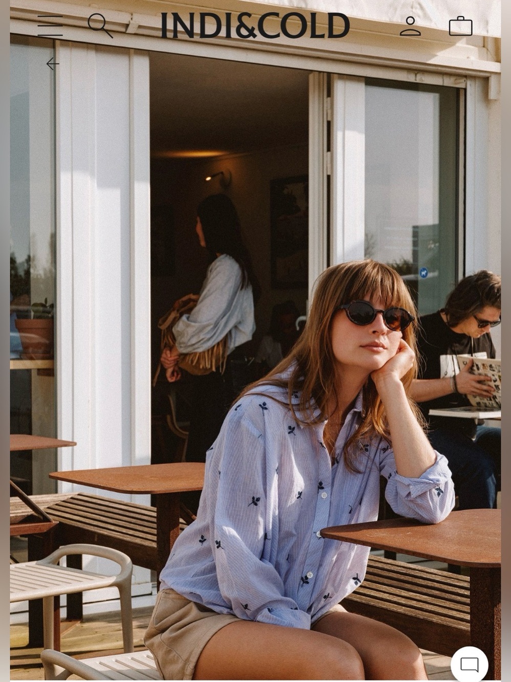 Indi & Cold Light Blue Embroidered Button-Up Shirt